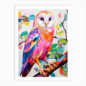 Colourful Bird Painting Barn Owl 4 Art Print