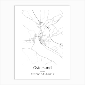 Ostersund,Sweden Minimalist Map Art Print