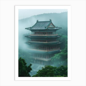 Pagoda In The Fog Art Print