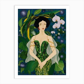 Woman In A Green Dress 3 Art Print