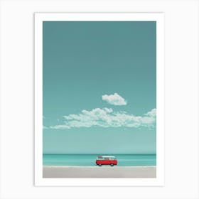 Travel Bus On The Beach 2 Art Print