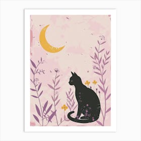 Cat In The Moonlight 4 Art Print