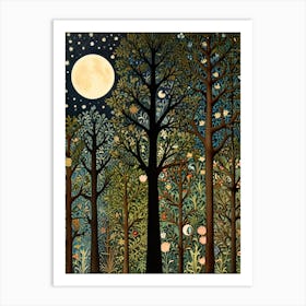 William Morris Moonlight In The Forest 74 Art Print