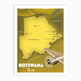 Botswana Travel Map Art Print