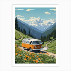 Travel Bus In The Mountains 1 Art Print