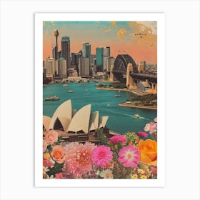 Sydney   Floral Retro Collage Style 4 Art Print