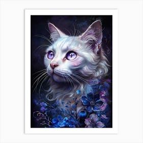 White Cat With Blue Eyes Art Print