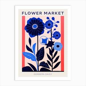 Blue Flower Market Poster Gerbera Daisy 1 Art Print
