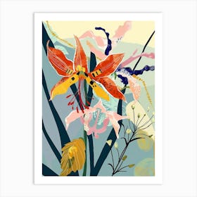 Colourful Flower Illustration Columbine 2 Art Print