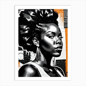 Vintage Graffiti Mural Of Beautiful Black Woman 91 Art Print