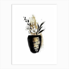 Black And Gold Floral Painting 1 Art Print