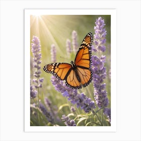 Monarch Butterfly On Lavender 5 Art Print