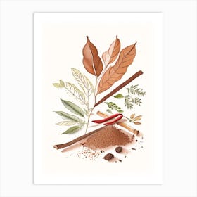 Cinnamon Bark Spices And Herbs Pencil Illustration 1 Art Print