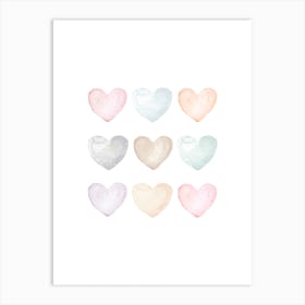 Hearts in Colours Art Print
