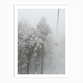 Gondola Lift In The Snow Art Print