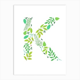 Leafy Letter K Art Print