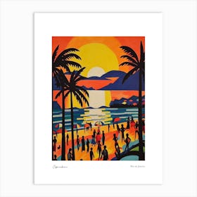 Copacabana Rio De Janeiro Matisse Style 6 Watercolour Travel Poster Art Print