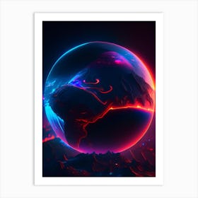 Earth Neon Nights Space Art Print