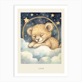 Sleeping Baby Lion 2 Nursery Poster Art Print