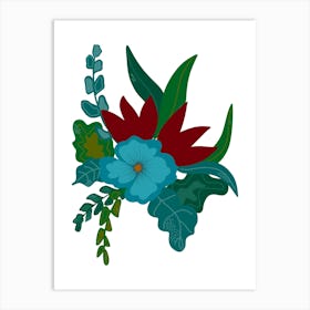 Tropical Flowers Vector Illustration Art Print