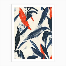 Blue And Orange Leaves 3 Art Print