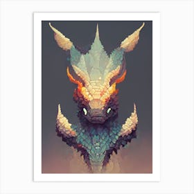 Dragon Head Pixel Art Art Print