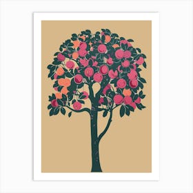 Plum Tree Colourful Illustration 1 Art Print