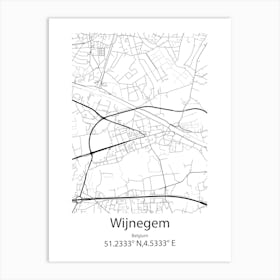 Wijnegem,Belgium Minimalist Map Art Print