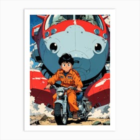 Anime Boy On A Motorcycle Art Print