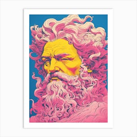  A Drawing Of Poseidon Silk Screen Style 1 Art Print