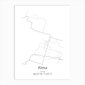 Alma,Canada Minimalist Map Art Print