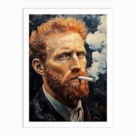 Portrait Vincent Van Gogh Smoking Cigarette, Painting Art Illustratin Art Print