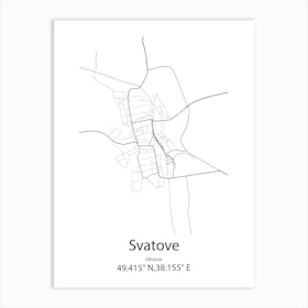 Svatove,Ukraine Minimalist Map Art Print