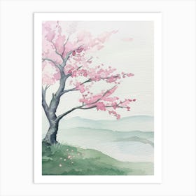Cherry Tree Atmospheric Watercolour Painting 1 Art Print