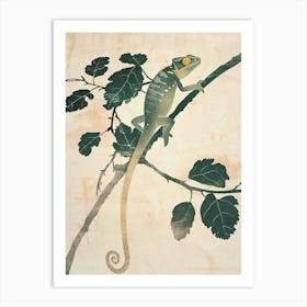 Green Jackson S Chameleon Block Print 2 Art Print