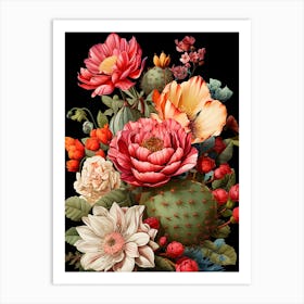 Blooming Desert Beauty Colorful Cactus Art Print