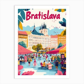 Aihrgdesign A 1970s Inspired Travel Poster For Bratislava 3 Art Print