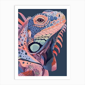 Fiji Crested Iguana Abstract Modern Illustration 4 Art Print