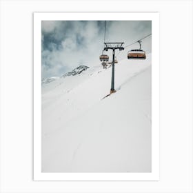 Riding The Lift In Winter Art Print