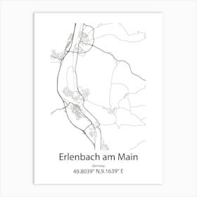 Erlenbach Am Main,Germany Minimalist Map Art Print