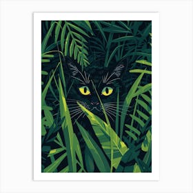 Black Cat In The Jungle Art Print