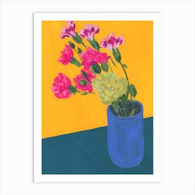 Carnations In A Japanese Tea Cup Art Print