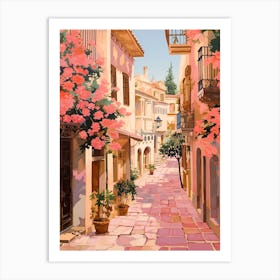 Marbella Spain 6 Vintage Pink Travel Illustration Art Print