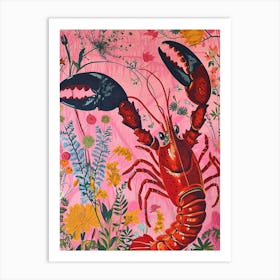 Floral Animal Painting Lobster 2 Art Print