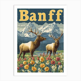 Aihrgdesign A Retro Travel Poster For Banff 1 Art Print