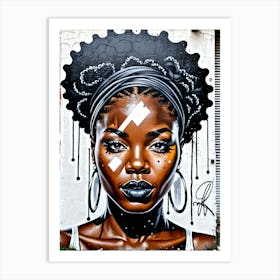 Graffiti Mural Of Beautiful Black Woman 343 Art Print