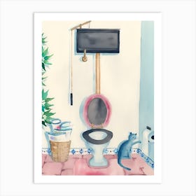 Cat In The Bathroom Art Print