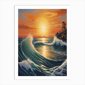 Sunset Over The Ocean Art Print