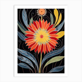 Gaillardia 4 Hilma Af Klint Inspired Flower Illustration Art Print