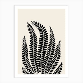 Fern Leaves in Black, Farmhouse Botanical 4 Art Print